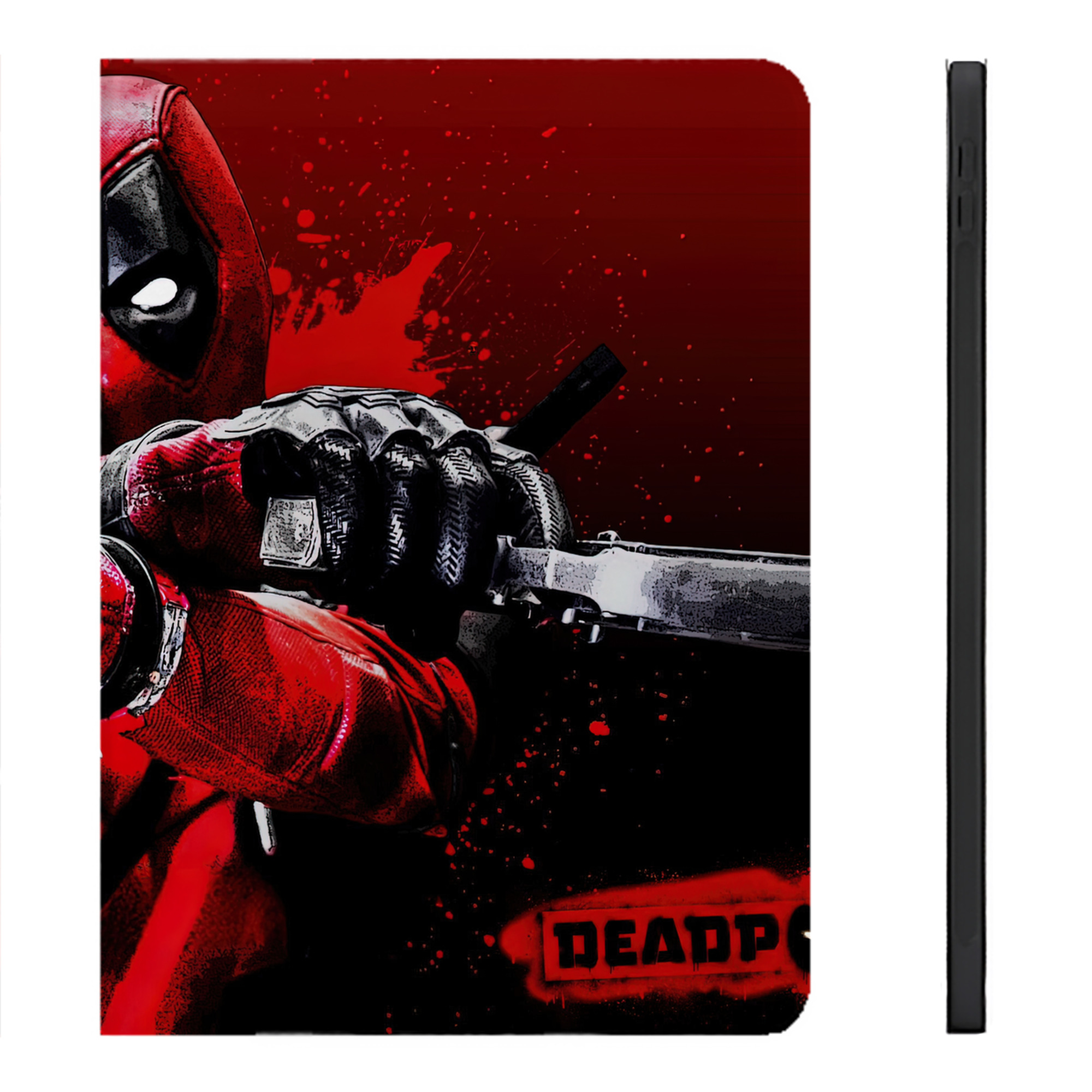 （画像用） Deadpool デッドプール IPadケース ペンホルダー付き ブックスタイルデザイン